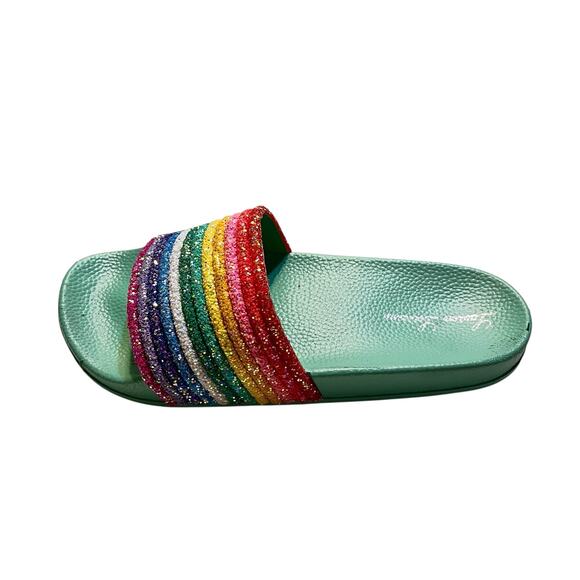 Lauren Lorraine Rainbow Glitter Slip On Slides - Picture 1 of 13